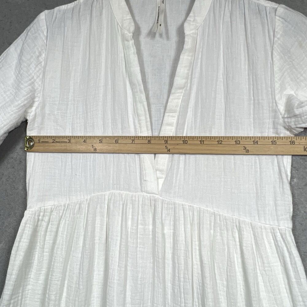 Anthropologie Dress XXS White Gauze Tiered Babydoll Cottage Core Short Sleeve - Picture 6 of 12